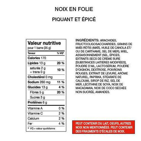 Leclerc Let's Go Nuts Gluten Free Hot & Spicy Nut Bars (4ct) 140g/4.9 oz {Imported from Canada}