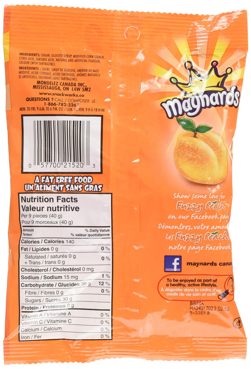 Maynards Gummy Candy, Fuzzy Peach, 185g/6.5oz {Imported from Canada}