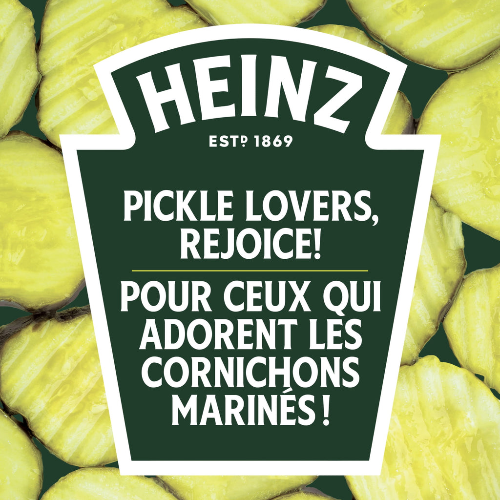 Pickle lovers rejoice label of Heinz Pickle Flavored Tomato Ketchup 375ml/13 oz., Squeeze Bottle 