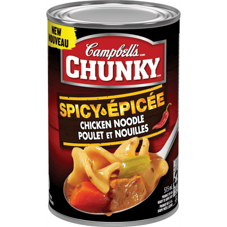 Campbell's Chunky Spicy Chicken Noodle Soup, 515ml, front of tin.