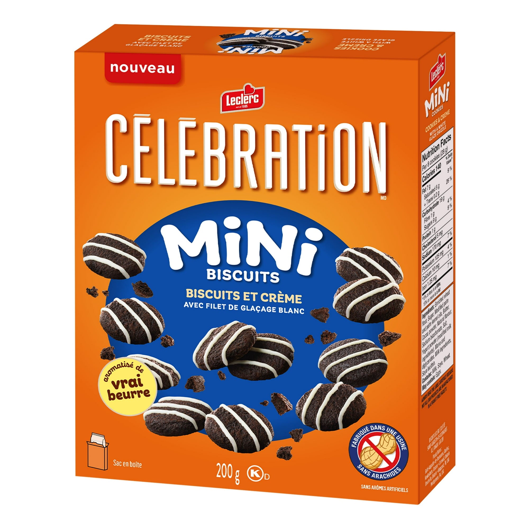 Box of Leclerc Celebration Mini Biscuits on a white background