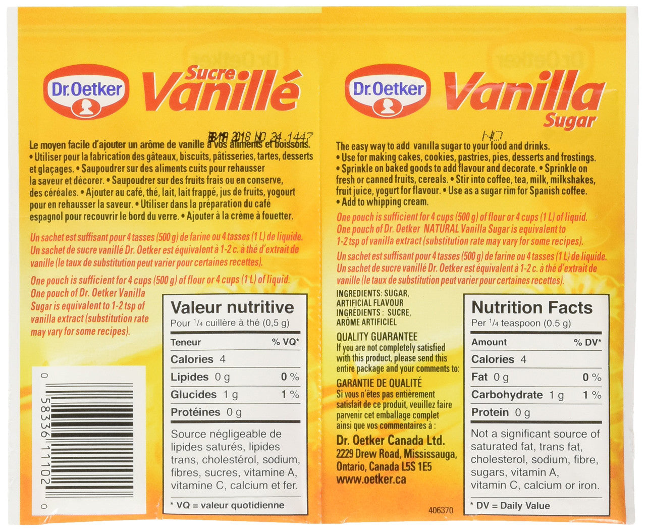 Dr. Oetker Vanilla Sugar - 6x9g {Imported from Canada}