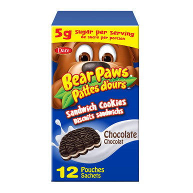 Dare Bear Paws, Chocolate Sandwich Cookies, Family Pack, 336g/11.9 oz. (12 Pouches) {Imported from Canada}