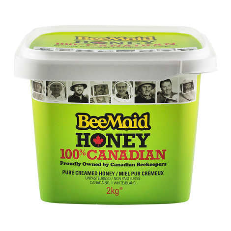 Bee Maid Creamed Honey,  2 Kilograms/4.4 Pounds {Imported from Canada}