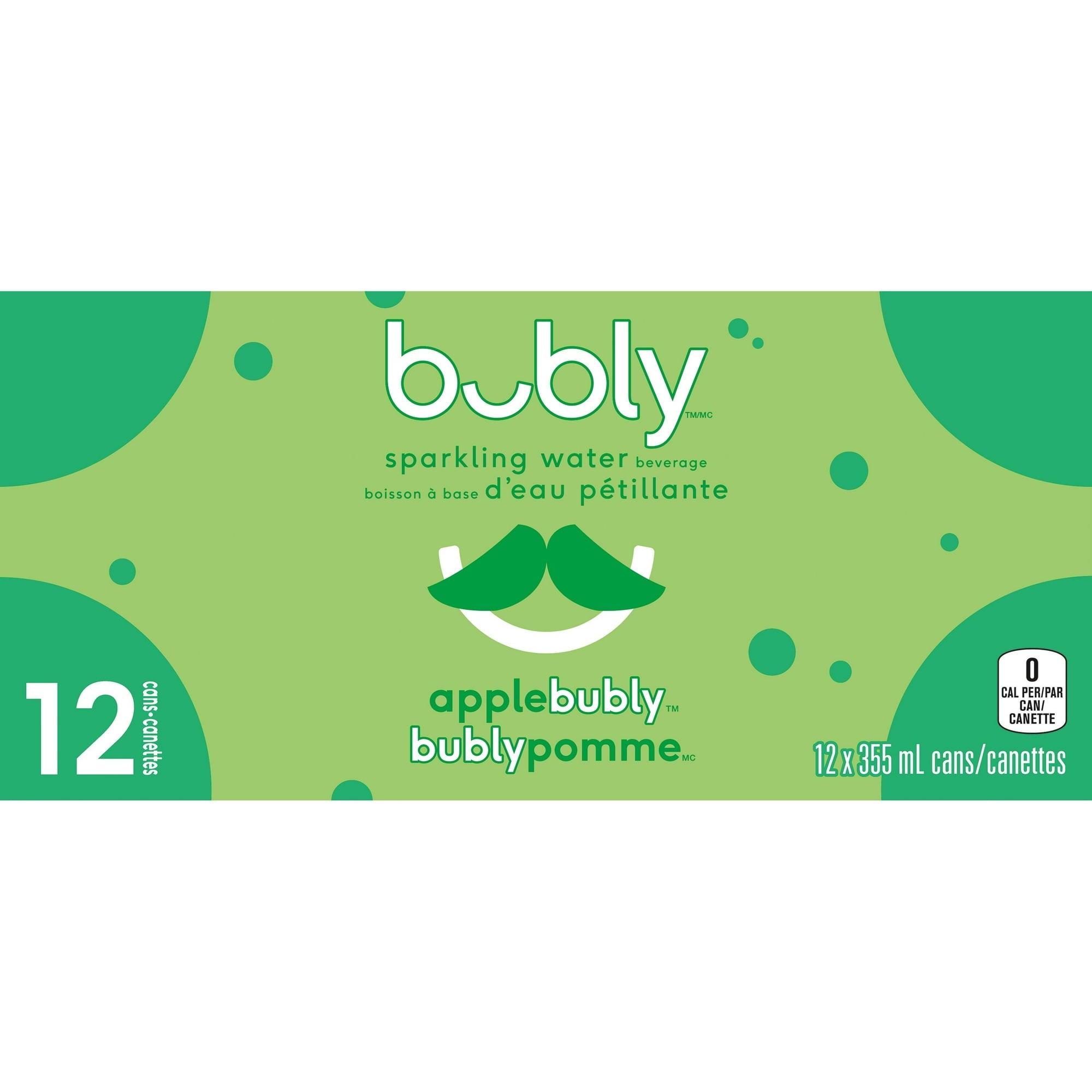 Side of Bubly Apple Sparkling Water Beverage, 12x355ml cans, 4.26L/144 oz