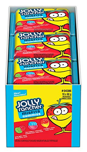 Jolly Rancher Misfits Gummies Candy, 60g/2.1oz. Per Pack, (18 Pack) {Imported from Canada}