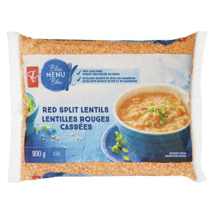 PC Blue Menu, Red Split Lentils - Dry, 900g/1.9lb., {Imported from Canada}