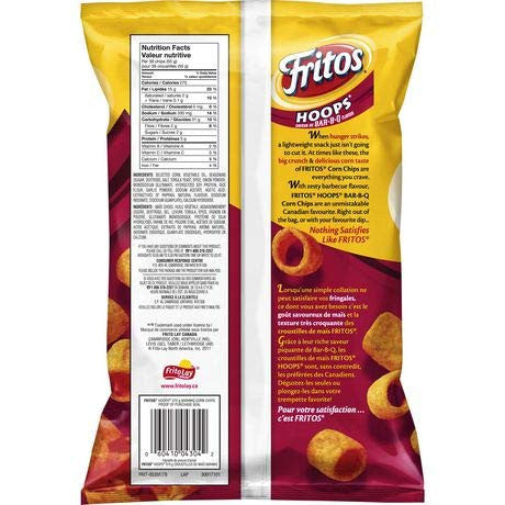 Frito Hoops BARBQ Corn Chips 370g/13oz Bag {Imported from Canada}