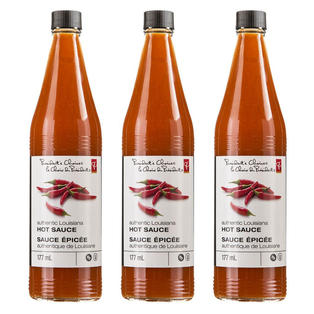 PC Authentic Louisiana Hot Sauce, 177ml/6 fl. oz., Bottle, (3 Pack) {Imported from Canada}