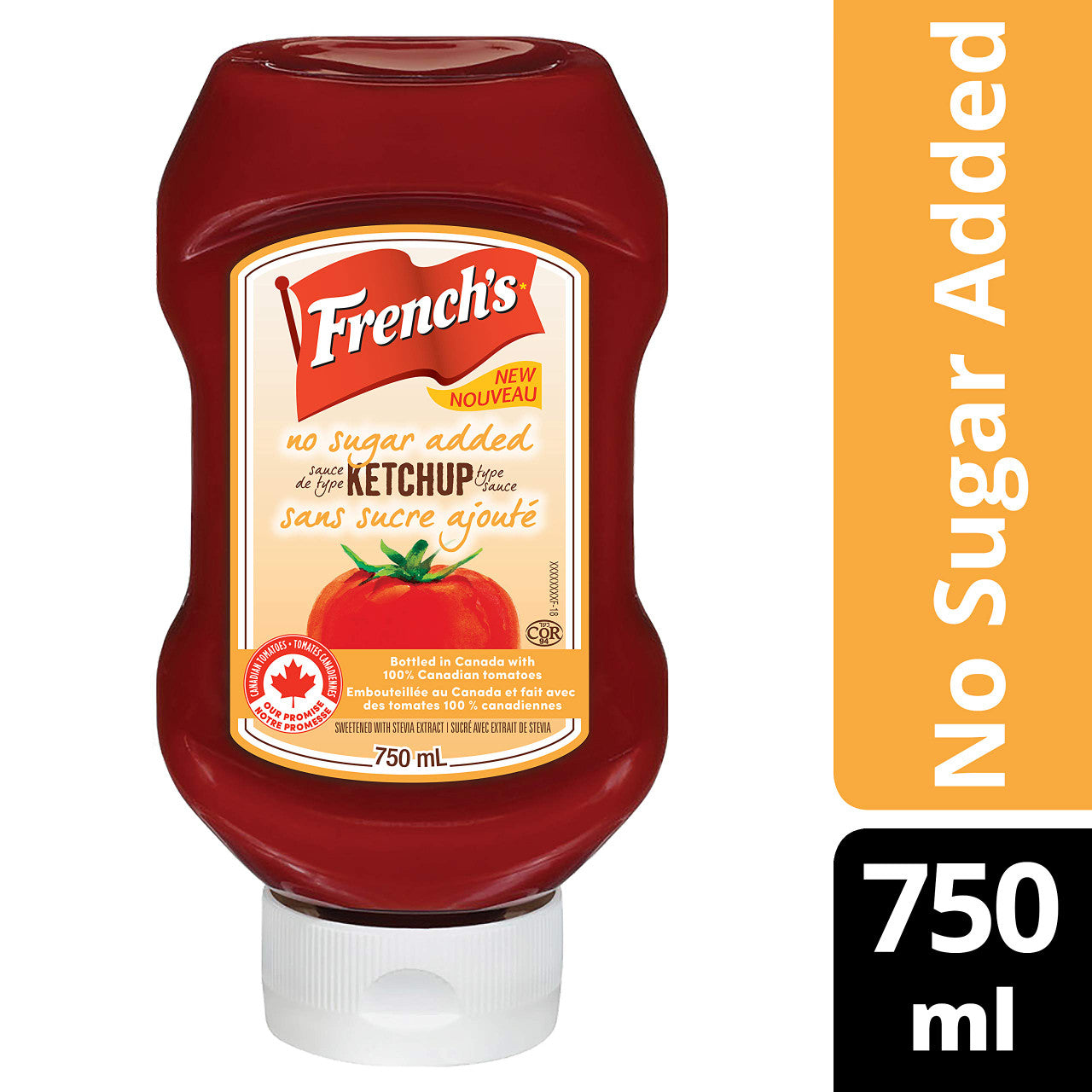 French's, Tomato Ketchup, No Sugar Added, 750ml/25.4oz. (Imported from Canada)