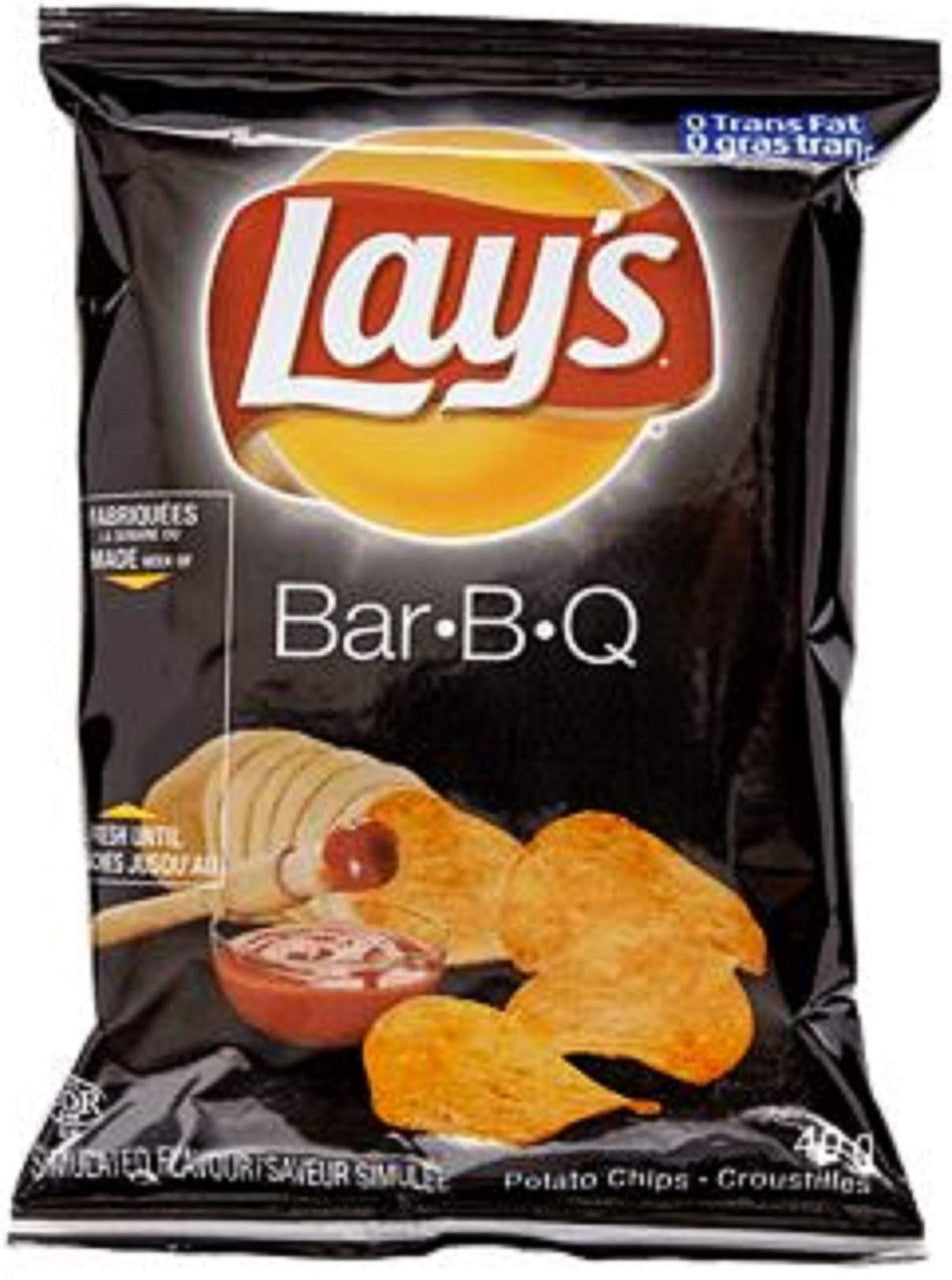 Box of LAY'S Potato Chips, BAR-B-Q, Vending Chips (40ct x 40g/1.4oz) (Imported from Canada)
