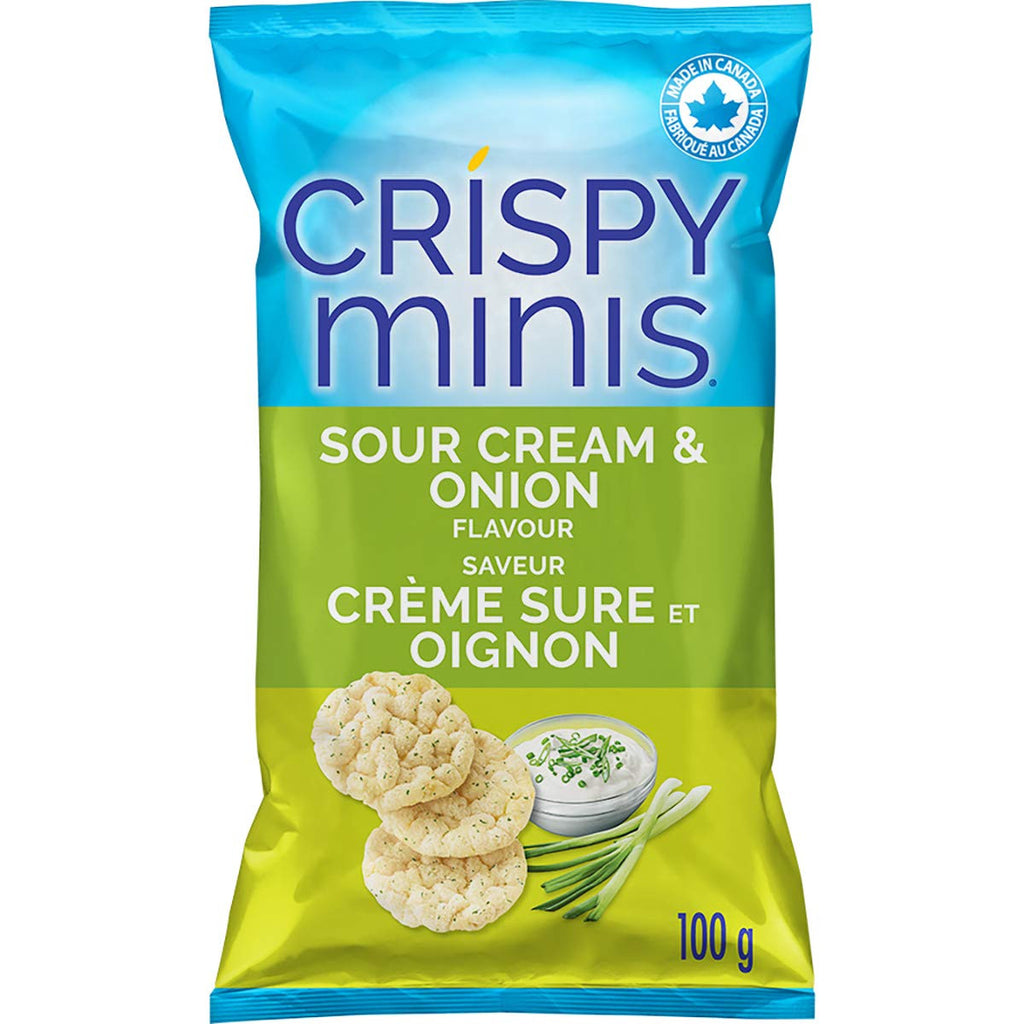 Quaker Crispy 100g/3.5 oz.,  Minis Sour Cream & Onion Flavour Rice Chips (12pk) {Imported from Canada}