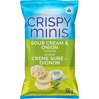 Quaker Crispy 100g/3.5 oz.,  Minis Sour Cream & Onion Flavour Rice Chips (12pk) {Imported from Canada}