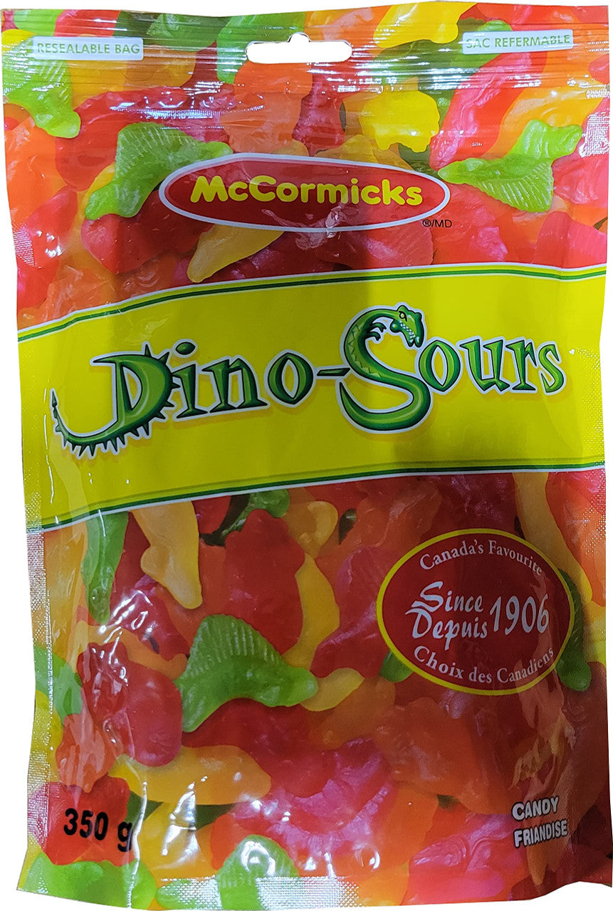 McCormicks Dino-Sours Gummy Candy, 350g/12.3 oz., Bag, {Imported from Canada}