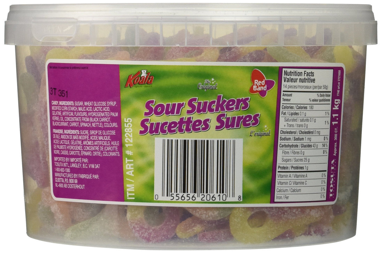 Koala Sour Suckers Gummy Candy, 1.1kg/38.8oz, 300 count {Canadian}