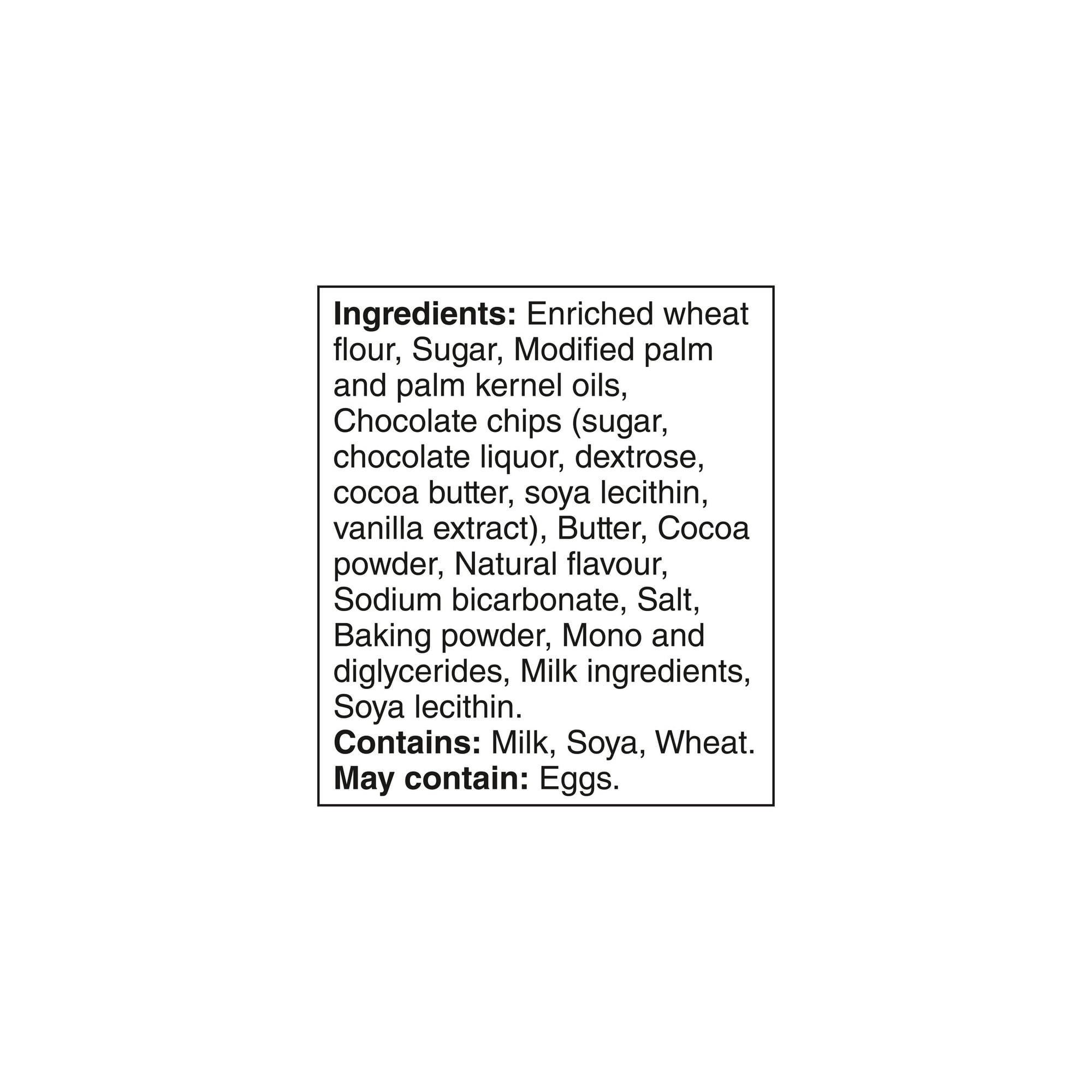 List of ingredients for Leclerc Celebration Double Chocolate Mini Cookies, 200g/7.05 oz on a white background