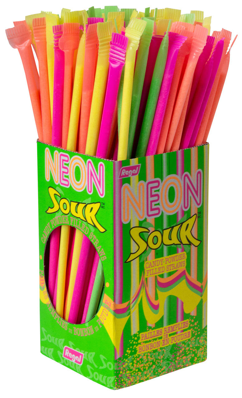 Neon Candy Powder Filled Straws, 120 Count (Sour) {Imported from Canada}