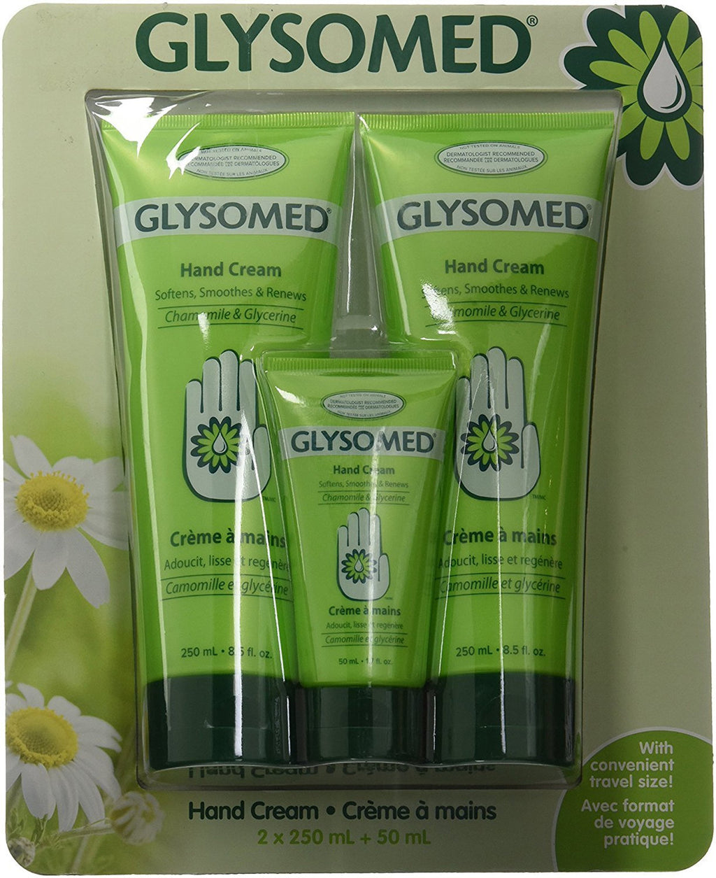 Glysomed Hand Cream Combo Pack, 8.5 Fl Oz (2 Count) + 1.7 Fl Oz (1 Count)