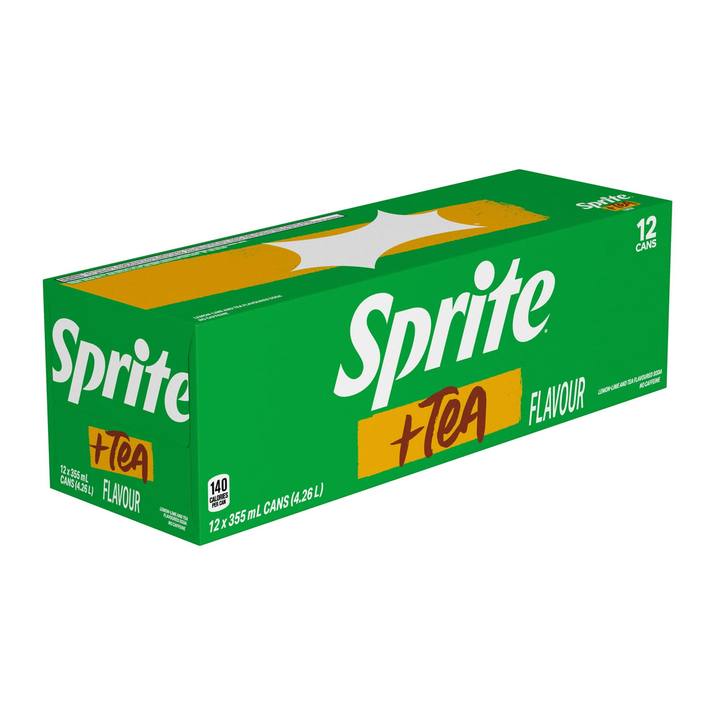 Box of Sprite Lemon-Lime And Tea Flavored Soda, 4.26L, 12x355mL/12.5 fl. oz on a white background