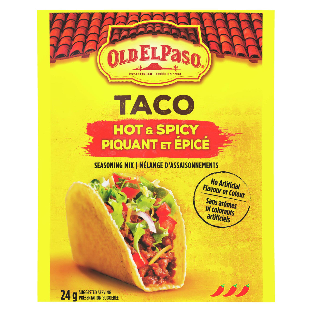 Old El Paso Hot and Spicy Taco Seasoning Mix, 24g/1oz., {Imported from Canada}