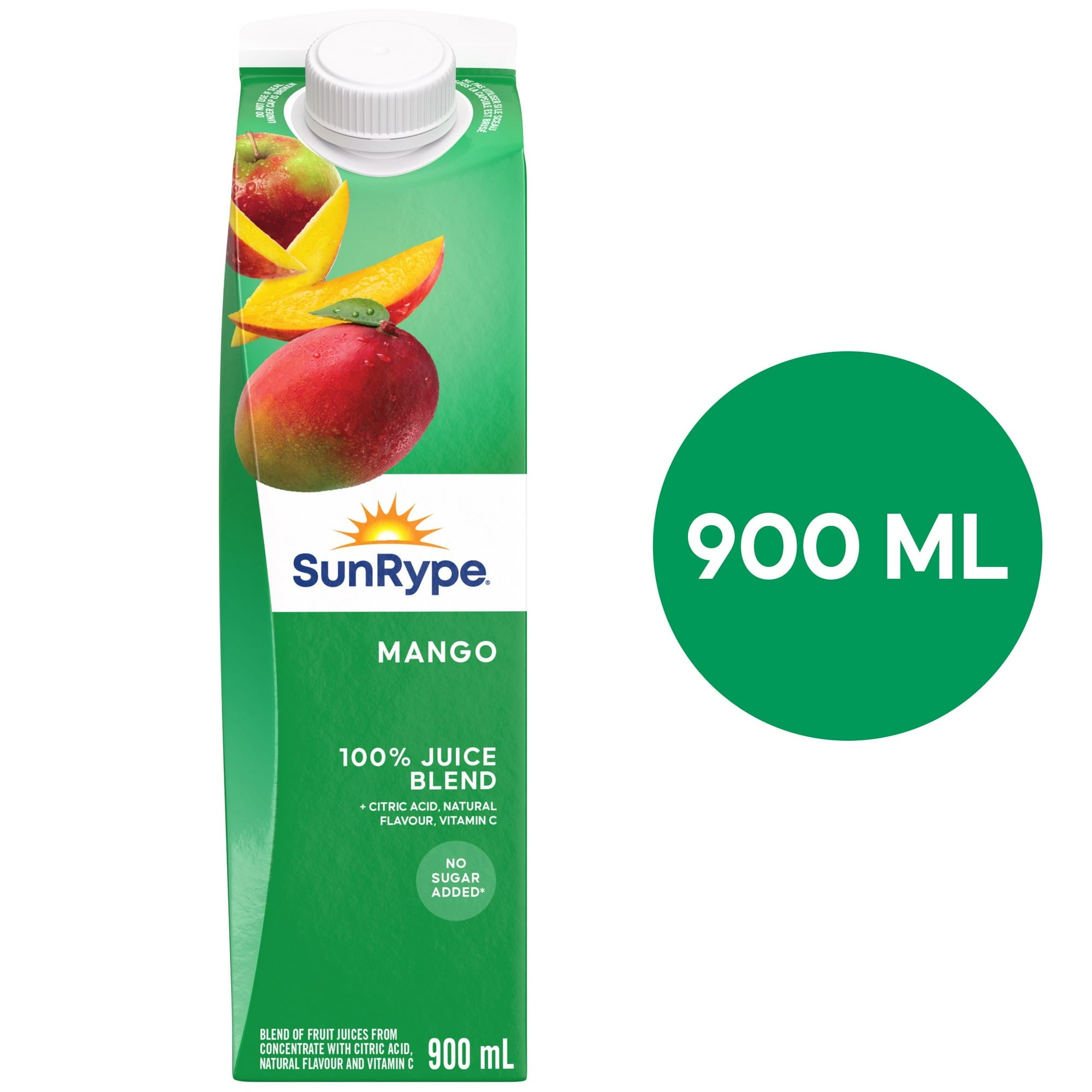 SunRype Fruit Juice, Mango, 900ml/30.4 fl. oz. Carton, front of carton