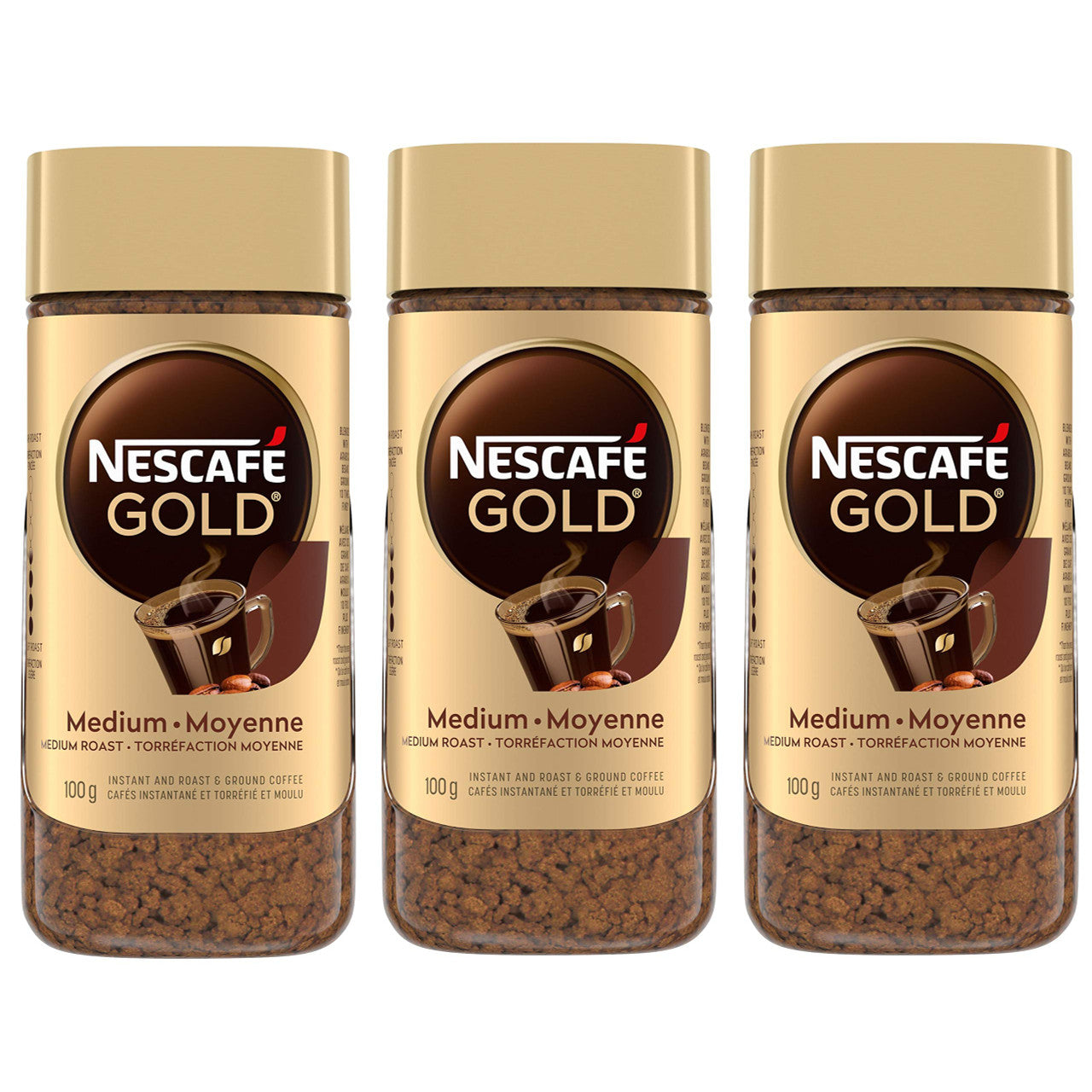 NESCAFE Gold Instant & Roast & Ground Coffee, 100g/3.5oz., Jar, (3pk) {Imported from Canada}