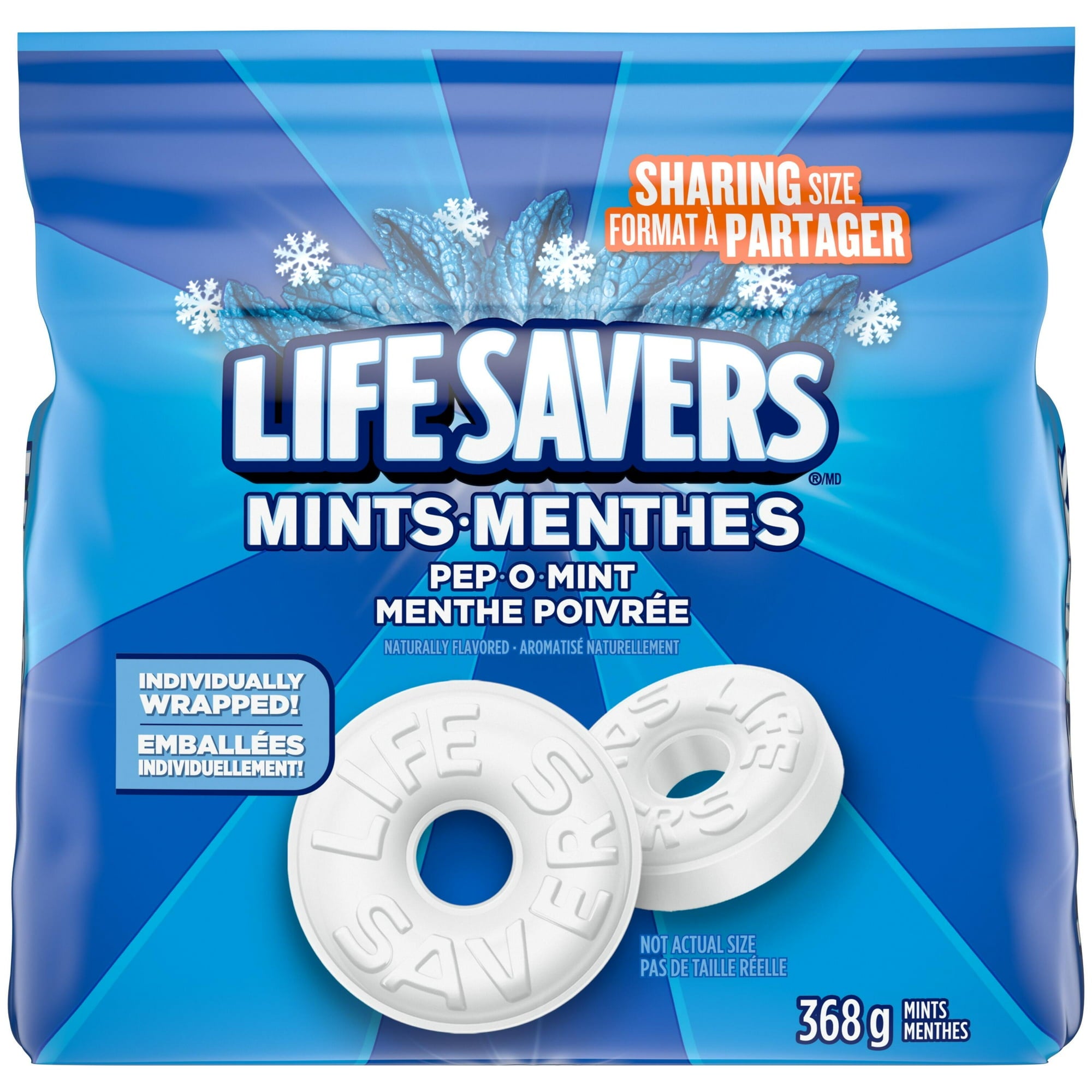 Life Savers mints packaging with blue and white design
