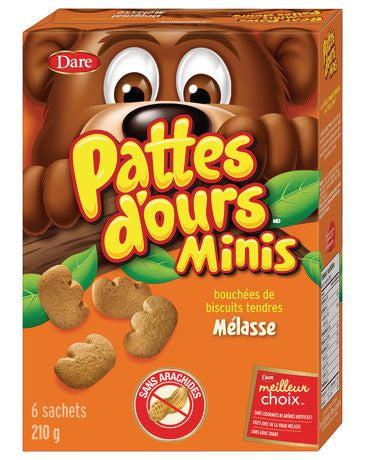 Dare, Bear Paws, Minis, Original, Soft Bite, Cookies, 210g/7.4oz., {Imported from Canada}