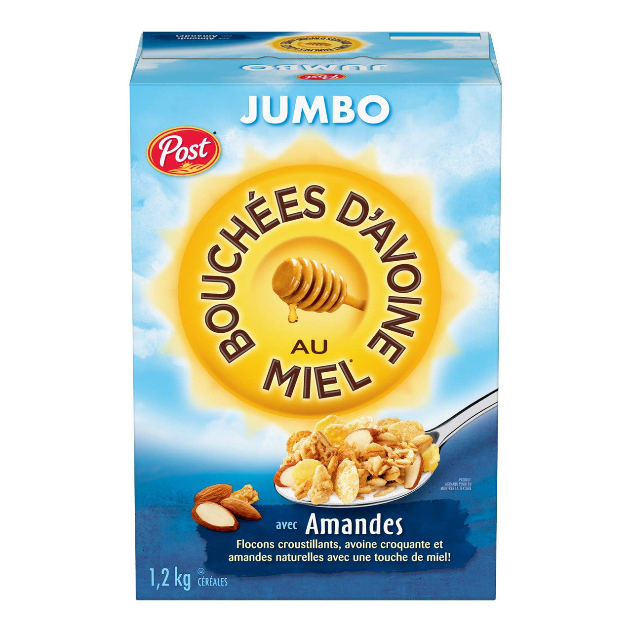 Post Jumbo Honey Bunches of Oats with Almonds, 1.2kg/2.6lbs., {Imported from Canada}