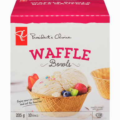 PC ICE Cream Cone Waffle Cone Bowls - (10ct) 205g/7.2 oz {Imported from Canada}