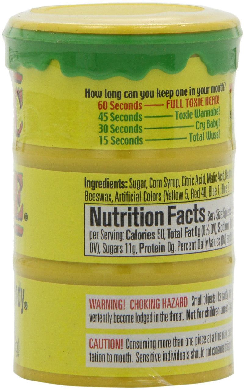 TOXIC WASTE Hazardously Sour Candy, 48g/1.7oz., Plastic Drums (12ct) {Imported from Canada}