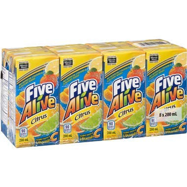 Five Alive Citrus Juice Box (8-Pk) 200ml/6.8 fl. oz., {Imported from Canada}