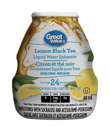 Great Value Lemon Black Tea Liquid Water Enhancer 48ml/1.62oz, (Imported from Canada)