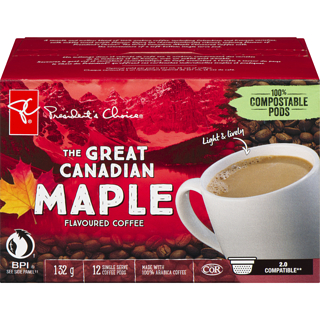 The Great Canadian Maple Flavoured Coffee Single Serve Coffee Pods, Keurig Compatible 132g/12ct, (Imported from Canada)