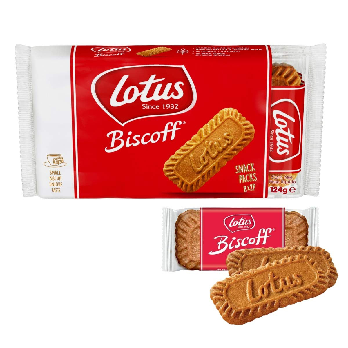 Lotus Biscoff Pocket Pack - 8 Pockets X 2 Biscuits, 124g/4.4 oz., {Imported from Canada}