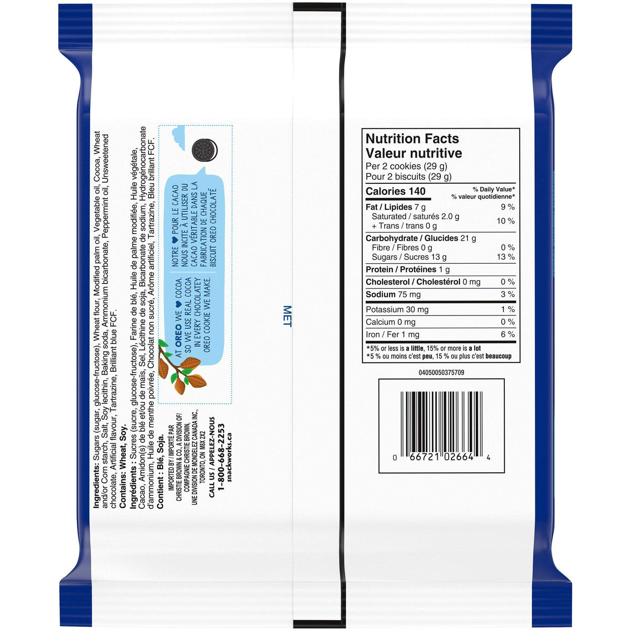 Oreo Mint Creme Chocolate Cookies, 261g/9.2 oz, Bag {Imported from Canada}