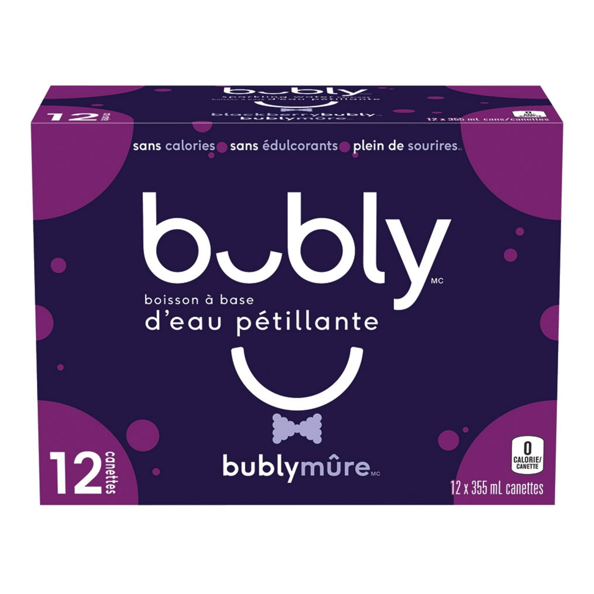 Bubly Blackberry Sparkling Water Beverage, 12x355ml cans, 4.26L/144 oz