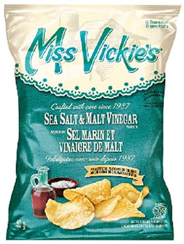 Miss Vickie’s Sea Salt and Malt Vinegar Chips Box, (40 Bags of 40g/1.4 oz., Each) {Imported from Canada}
