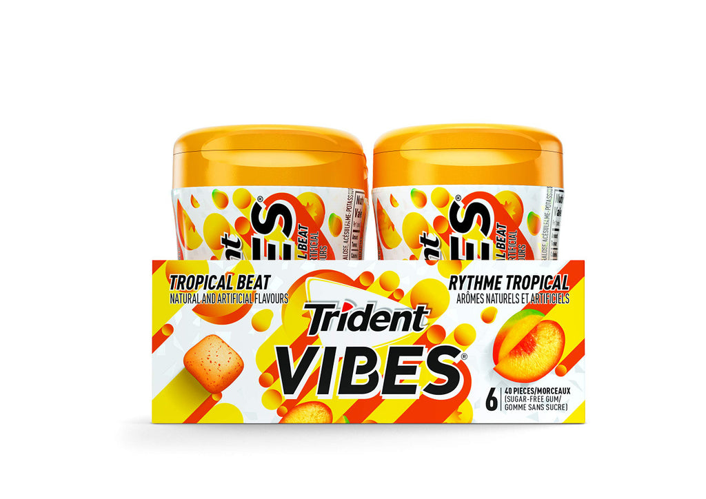 Trident Vibes Tropical Beat, 40-Piece Bottle, 6 Count, {Imported from Canada}