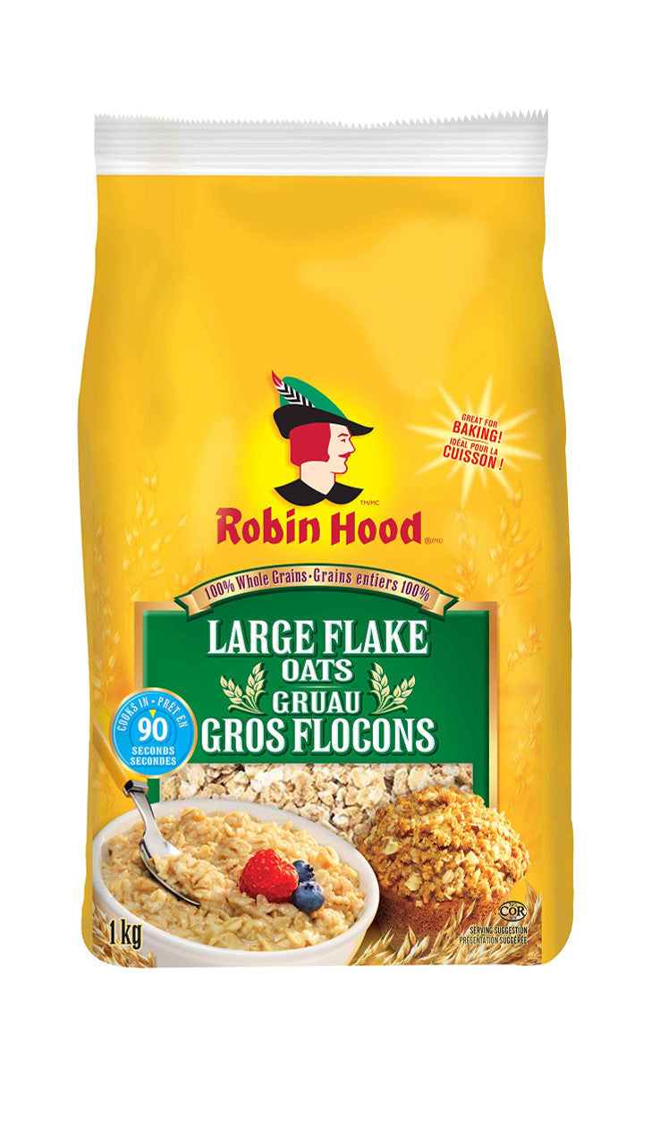 Robin Hood, 100% Whole Grains, Large Flake Oats, 1kg/35oz. {Imported from Canada}