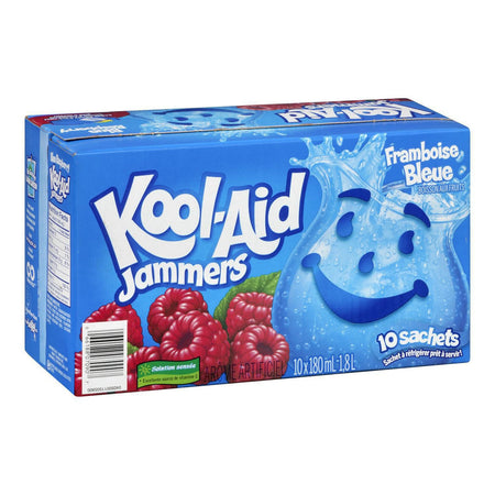 KOOL-AID Jammers Blue Raspberry Juice, 10ct, 180ml, {Imported from Canada}