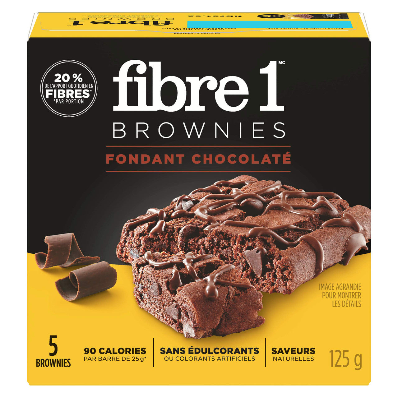 Fibre 1 Chocolatey Fudge Brownies, 5-Count, 125g/4.4oz., {Imported from Canada}