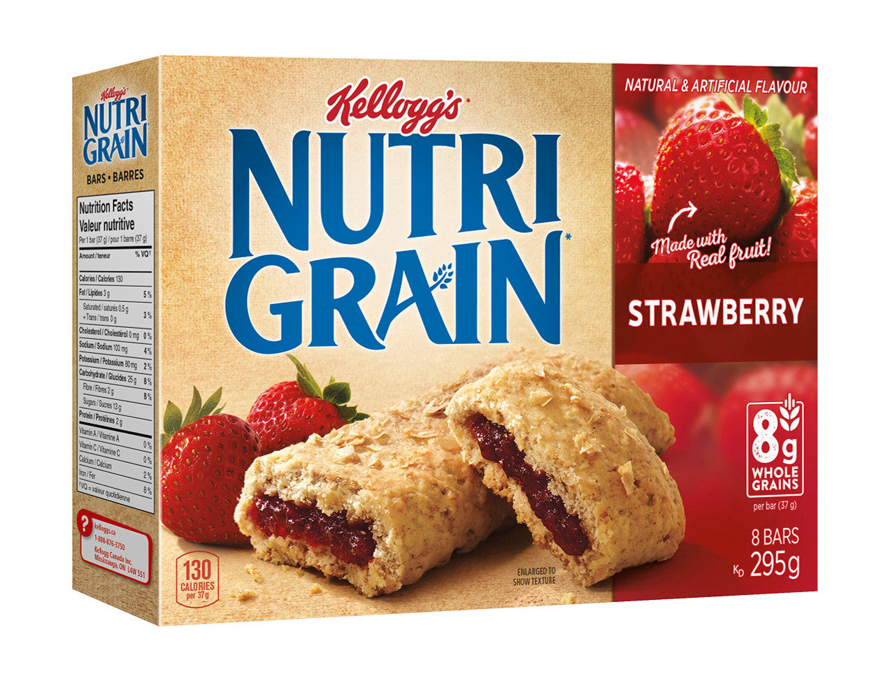 Kellogg's Nutri-Grain, Strawberry Cereal Bars, 295g/10.4oz., 8ct, (Imported from Canada}
