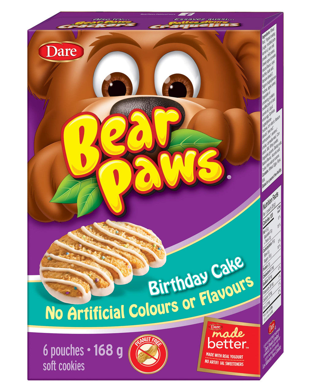 Dare Bear Paws Birthday Cake Cookies 168g/5.9 oz., Peanut Free {Canadian}