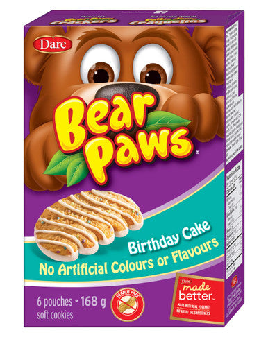 Dare Bear Paws Birthday Cake Cookies 168g/5.9 oz., Peanut Free {Canadian}