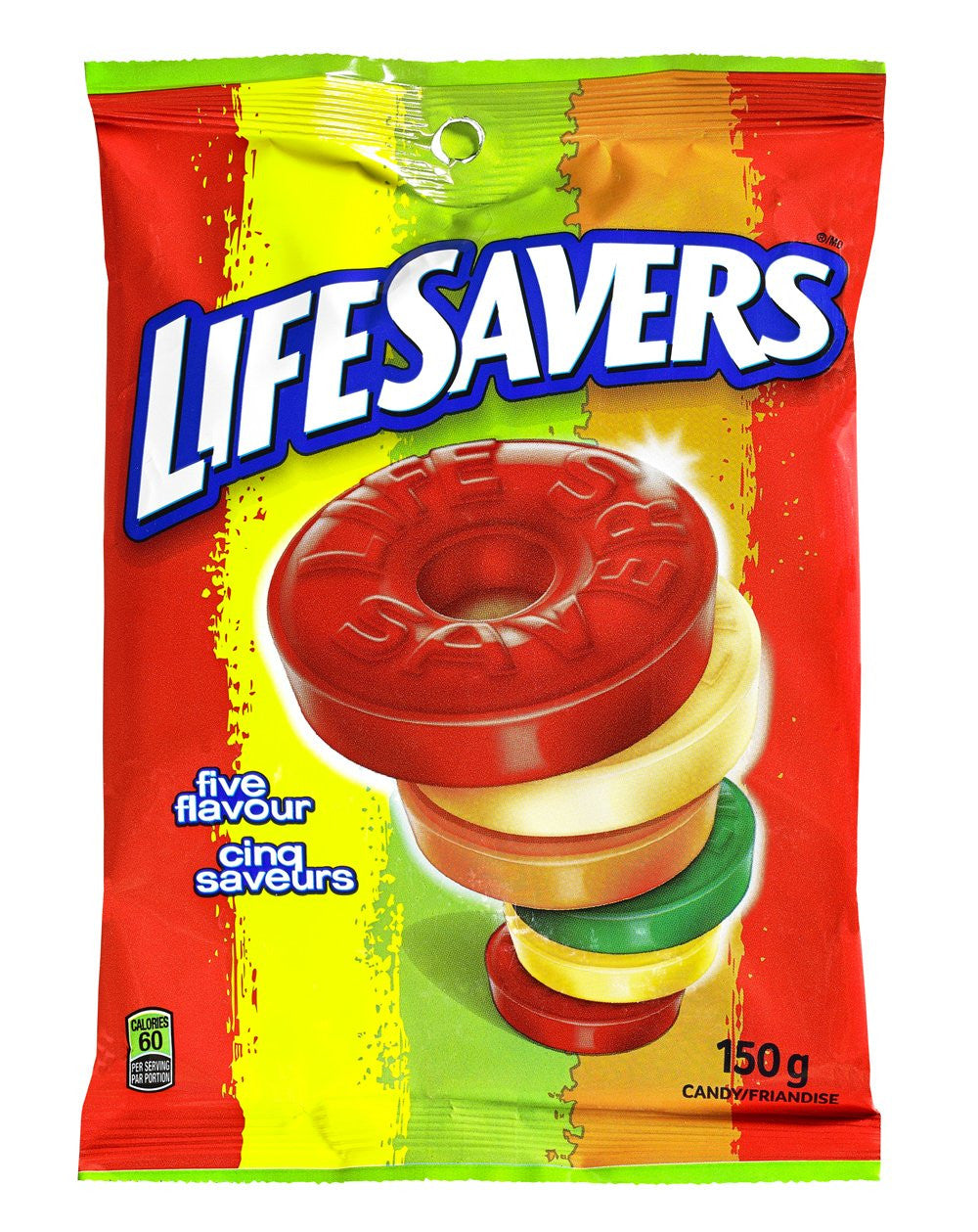 Life Savers Five Flavour, Peg Bag, 150gm, 12 Count {Imported from Canada}