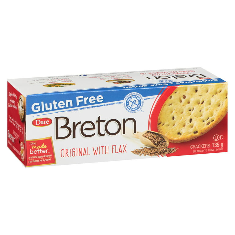 Dare Breton Gluten Free Original With Flax Crackers, 135g/4.7 oz. Box {Imported from Canada}