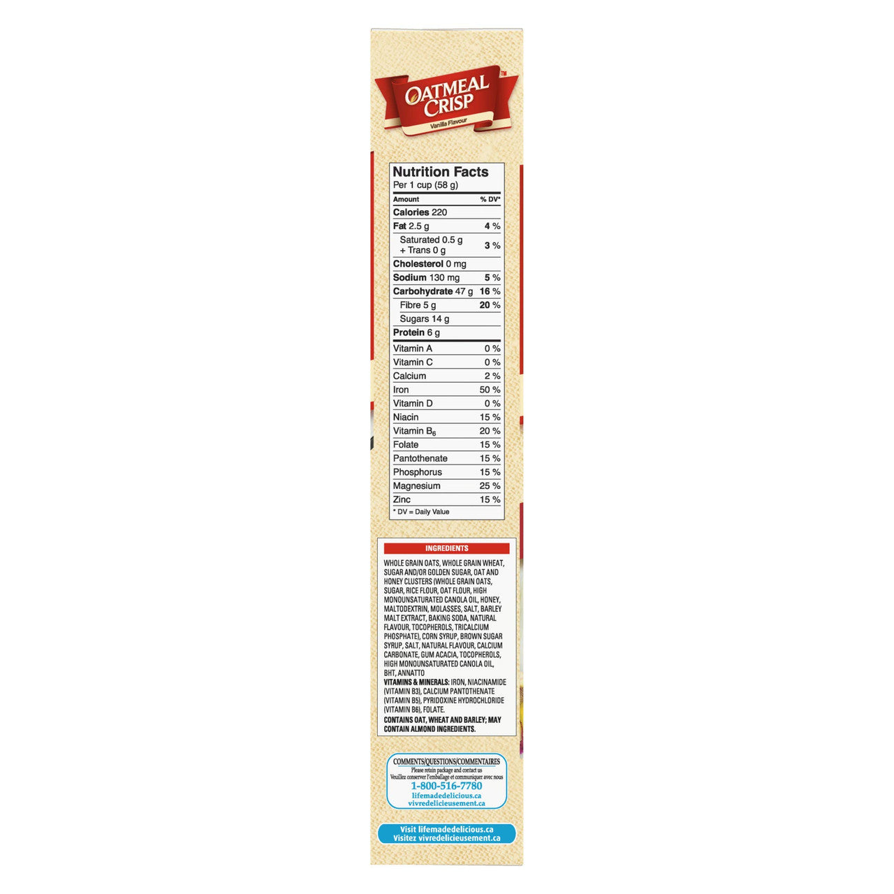 Oatmeal Crisp Vanilla Cereal Special Edition, 442g/15.6 oz., {Imported from Canada}