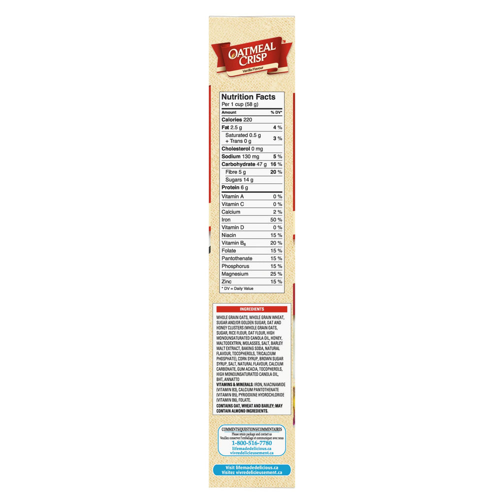 Oatmeal Crisp Vanilla Cereal Special Edition, 442g/15.6 oz., {Imported from Canada}