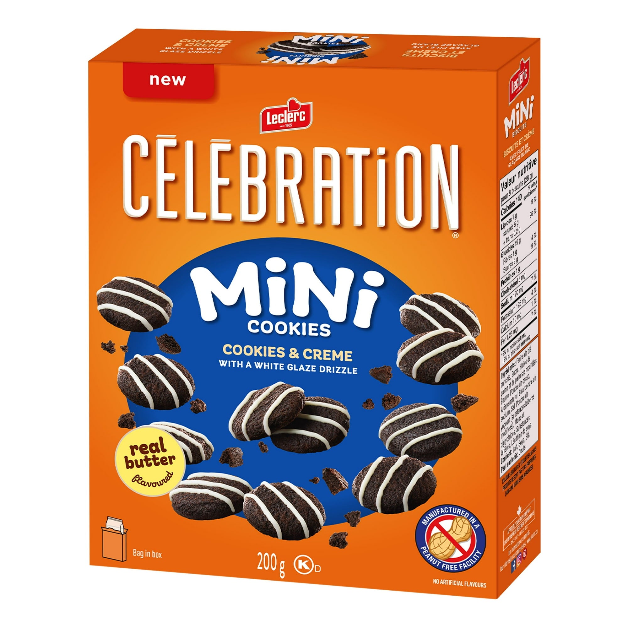 Box of Lecerc Celebration Mini Cookies & Creme on a white background